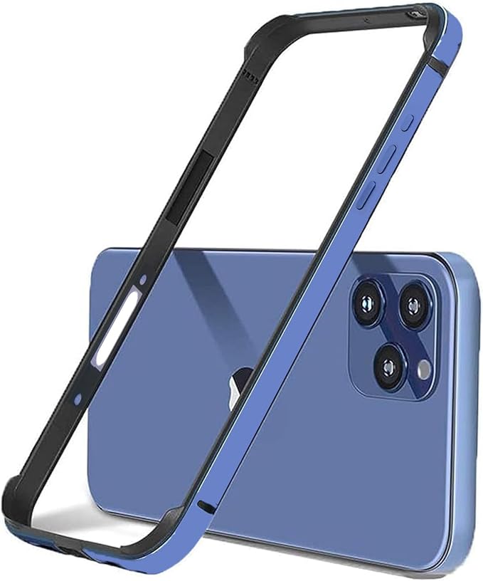 New Aluminum Frame Metal Bumper Frame Slim Hard Case Cover for iPhone16Plus, Metal Frame with Soft Inner Bumper, Raised Edge Protection (Blue, for iPhone16 Plus)