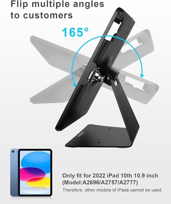Desktop Anti-Theft Security Kiosk POS Stand Holder Enclosure for 2025 iPad 11" (A16) 11th / 10.9" 2022 iPad 10th, Flip & Rotate