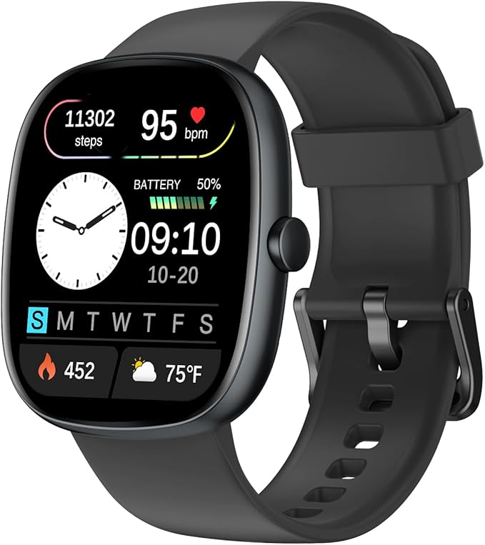 Fitness Tracker 2025 Ver. (Answer/Make Calls), 1.85" Smart Watch Fitness Watches for Women Men with 24/7 Heart Rate Blood Oxygen Monitor Sleep Tracker 100+ Sport Modes IP68 Waterproof (Black)