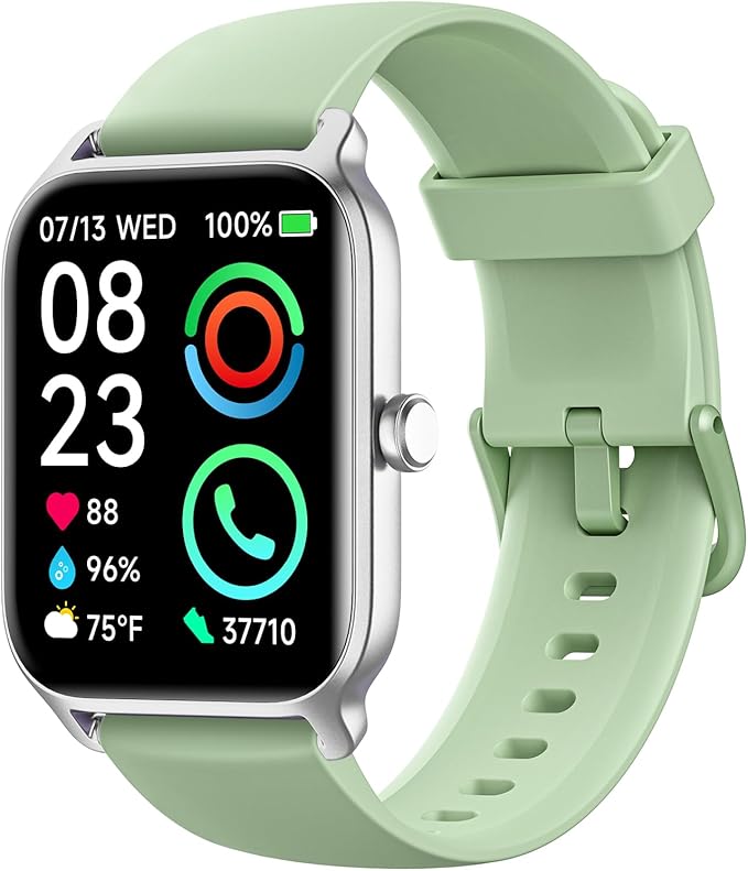 Fitpolo Smart Watch for Men Women Android, Alexa Built-in [1.8" HD Screen] IP68 Waterproof Fitness Watch Bluetooth Call for Android & iPhone with Heart Rate/Sleep/SpO2 Monitor - Green
