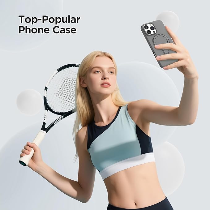 Magnetic Stand for iPhone16 Pro Case with Kickstand 【Lab-Certified Protection】【Not Yellowing】【Anti-Fingerprint】 Durable, Enhanced Grip, Slim，Gray，iPhone 16 Pro 6.3"