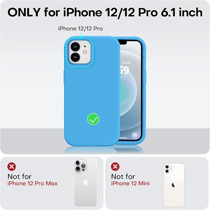 Vooii Compatible with iPhone 12 Case/iPhone 12 Pro Case, Liquid Silicone Upgrade [Soft Anti-Scratch Microfiber Lining] [Shockproof Drop Protection] Phone Case 6.1 inch - Blue