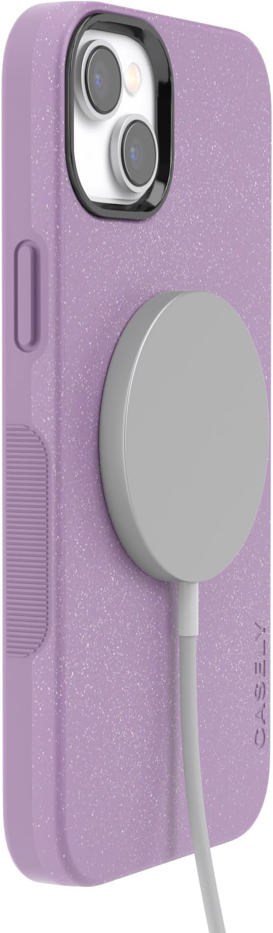 Casely iPhone 14 Case | Lavender Waves | Purple Shimmer Glitter | Bold Protective Design | Compatible with MagSafe