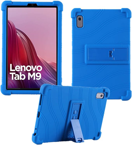 Case for Lenovo Tab M9 Cover 9.0 inch (TB-310FU,2023 Released), Kids Friendly Soft Silicone Adjustable Stand Cover for Lenovo Tab M9 Tablet (Blue)