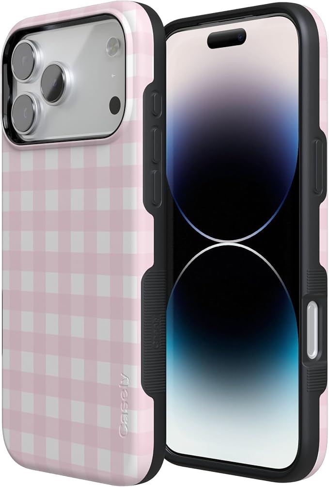 Casely iPhone 17 Pro Case | Pink Plaid | Sunday Best | Compatible with MagSafe | Bold Protective Design