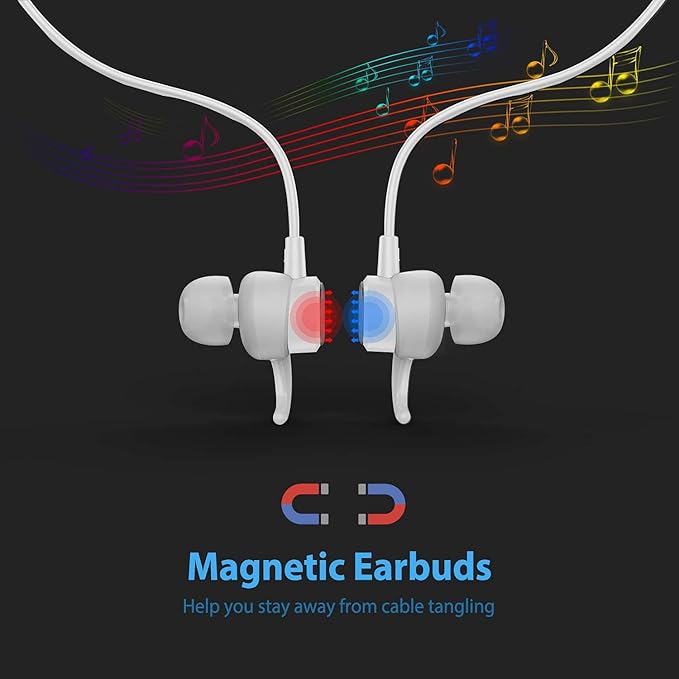 Lightning Headphones Earphones Magnetic Earbuds in-Ear MFi Certified with Microphone Controller for Sports Workout Compatible with iPhone 15/14/13/12/11 (Pure White, Lightning)