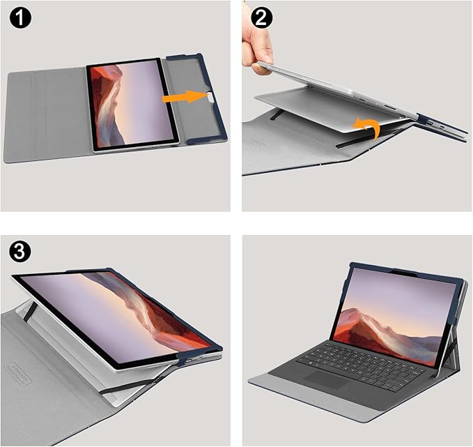 Fintie Case for 12.3 Inch Microsoft Surface Pro 7 Plus, Surface Pro 7/6/5/4/3 - Portfolio Business Cover with Pocket, Compatible with Type Cover Keyboard, Navy