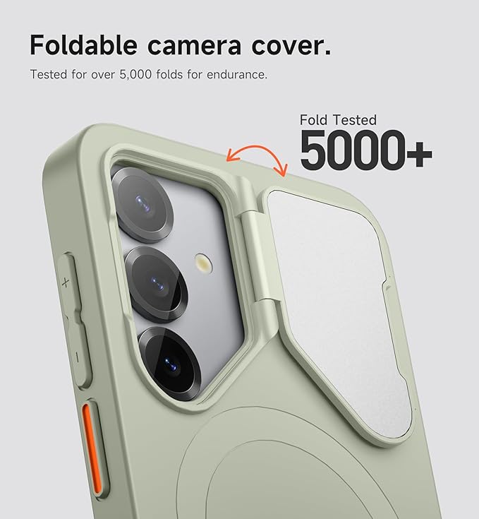 SURITCH for Samsung Galaxy S25+ Plus Phone Case, Magnetic Shockproof Protective Cover with Camera Cover & Adjustable Metal Kickstand for Galaxy S25+ Plus(2025)-Sage Green