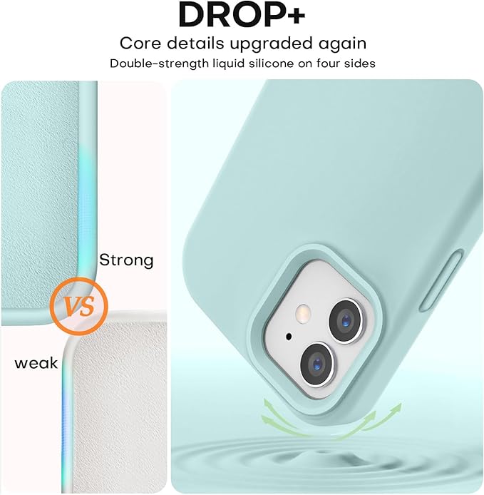 Vooii Compatible with iPhone 12 Case/iPhone 12 Pro Case, Liquid Silicone Upgrade [Soft Anti-Scratch Microfiber Lining] [Shockproof Drop Protection] Phone Case 6.1 inch - Mint