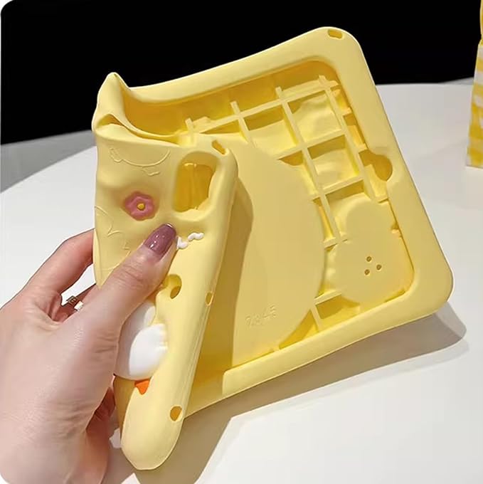 for Galaxy Tab A9 Case 8.7 inch 2023 Kids Girls Cute 3D Kawaii Cartoon Silicone Cover with 360°Rotatable Stand Shoulder Strap Hand Grip Case for Tab A9 Tablet SM-X110/X115/X117(Duck)