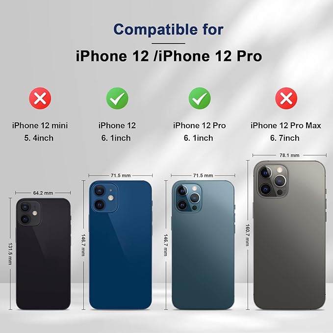 Jasonyu Flip Wallet Case for iPhone 12/12 Pro,Leather Magnetic Folio Cover with Card Holder,Kickstand - TPU Shockproof Durable Protective Phone Case,Blue