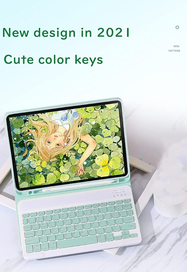 Color Keyboard for Samsung Galaxy Tab S9+ 12.4" Keyboard Case Cute Detachable Removable Wireless Bluetooth Keyboard,Pink