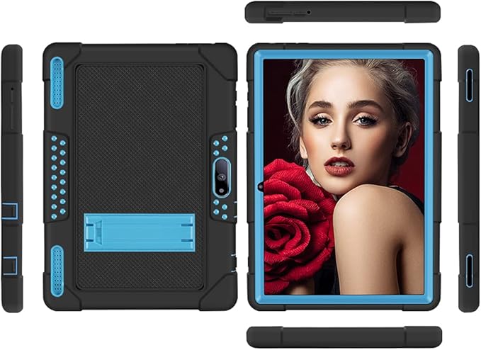 for Pritom M10 Inch Case, Heavy-Duty Drop-Proof Shock-Resistant Kids Friendly Protective case for QuntiCO Y10/Voger priorpad X100/Digiland Tablet DL1036/Gateway 10.1 HD Tablet(Black/Blue)