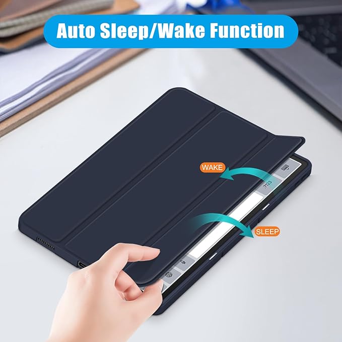 Case for Lenovo Tab P12 12.7 Inch 2023 Tablet, Smart Soft TPU Back Shell Cover with Auto Wake/Sleep Function,Dark Blue