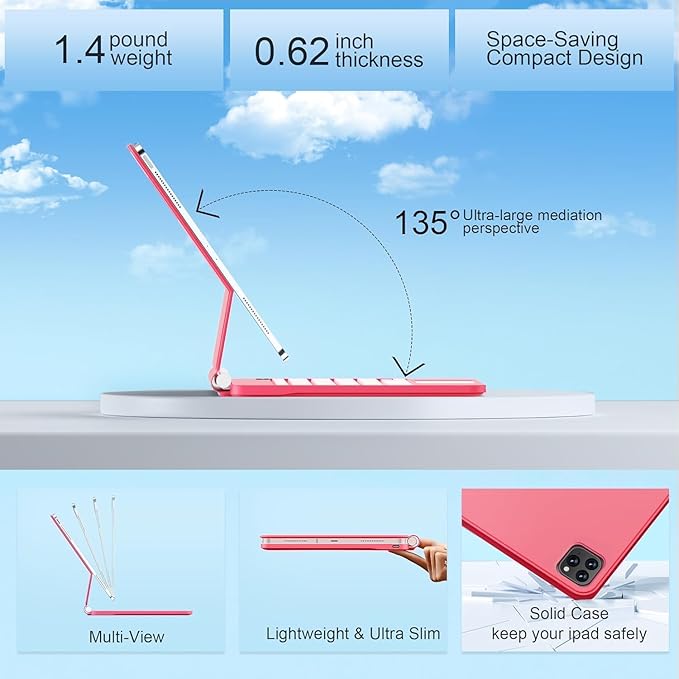 Keyboard Case for iPad Air 13 inch (M3 2025/M2, 2024),iPad Pro 12.9 inch (3/4/5/6th Gen)，Magic-Style Magnetic – Floating Cantilever Stand – Backlit Keyboard Case with Multi-Touch Trackpad