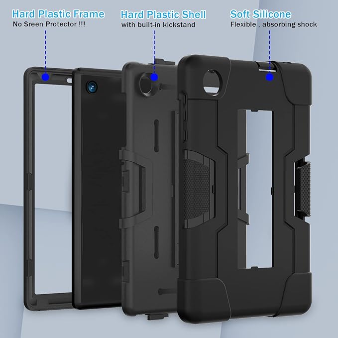 Bingcok for TCL TAB 8 LE Case, TCL TAB 8 Case for Kids, Heavy Duty Rugged Full-Body Hybrid Shockproof Drop Protection Cover for TCL Tab 8 LE (Model:9137W) 2023/TCL Tab 8 WiFi (Model:9132X) (1-Black)