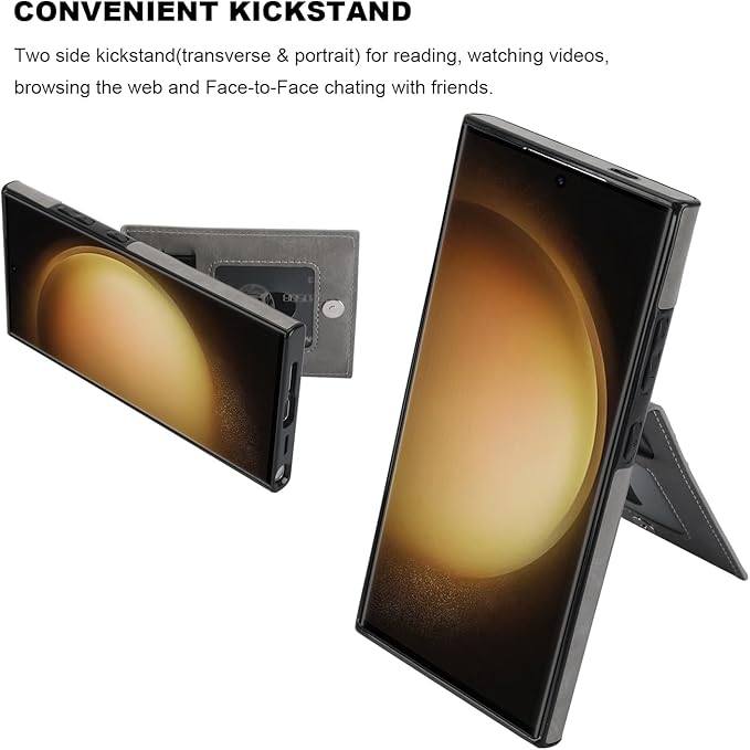 KIHUWEY for Samsung Galaxy S24 Ultra Case Wallet with Credit Card Holder, Flip Premium Leather Magnetic Clasp Kickstand Heavy Duty Protective Cover for Samsung Galaxy S24 Ultra 6.8" (Gray)