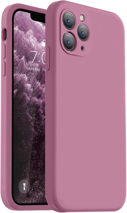 Vooii Compatible with iPhone 11 Pro Max Case, Upgraded Liquid Silicone with [Flat Edges] [Camera Protection] [Soft Anti-Scratch Microfiber Lining] Phone Case for iPhone 11 Pro Max - Lavender Purple