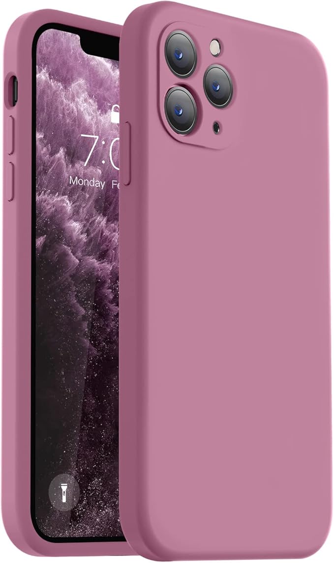 Vooii Compatible with iPhone 11 Pro Case, Upgraded Liquid Silicone with [Flat Edges] [Camera Protection] [Soft Anti-Scratch Microfiber Lining] Phone Case for iPhone 11 Pro 5.8 inch - Lavender Purple