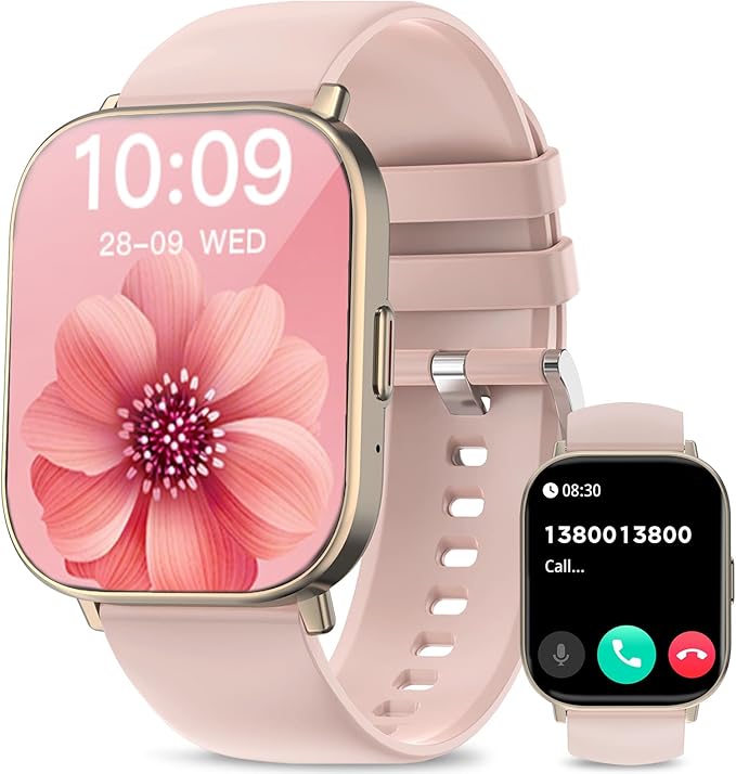 Smart Watch, 2.01” HD Smart Watches for Women, Fitness Tracker Watch with Blood Pressure/Heart Rate/Sleep Monitor, Bluetooth 5.2 Smartwatch for Android/iOS Phones, IP67 Waterproof Sport Watch (Pink)