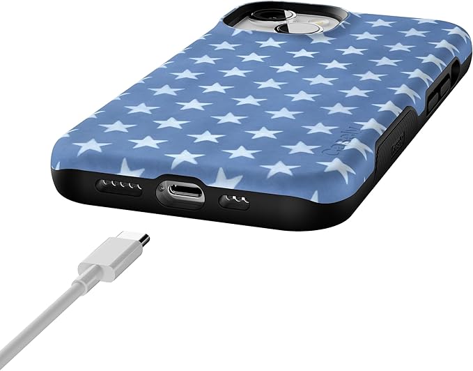 Casely iPhone 14 Case | Coastal Blues | Denim Stars | Compatible with MagSafe | Bold Protective Design