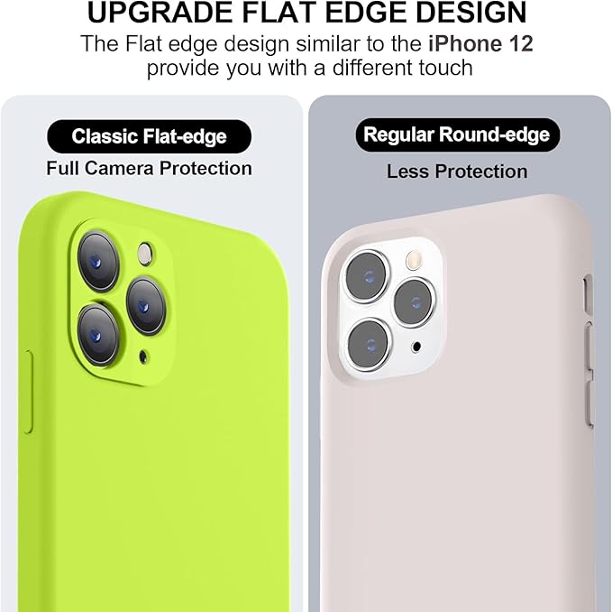 Vooii Compatible with iPhone 11 Pro Max Case, Upgraded Liquid Silicone with [Flat Edges] [Camera Protection] [Soft Anti-Scratch Microfiber Lining] Phone Case for iPhone 11 Pro Max-Fluorescent Green
