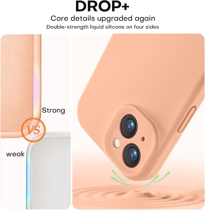 Vooii Compatible with iPhone 15 Plus Case, Upgrade Liquid Silicone [Enhanced Camera Protection] [Soft Anti-Scratch Microfiber Lining] Shockproof Phone Case for iPhone 15 Plus 6.7 inch - Cantaloupe
