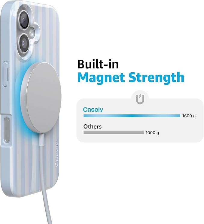 Casely iPhone 17 Case | Blue Stripes | Sunday Best | Compatible with MagSafe | Classic Ultra Slim Design