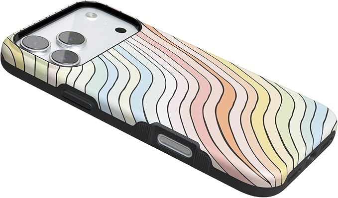 Casely iPhone 17 Pro Case | Ride The Wave | Pastel Rainbow Lined | Compatible with MagSafe | Bold Protective Design
