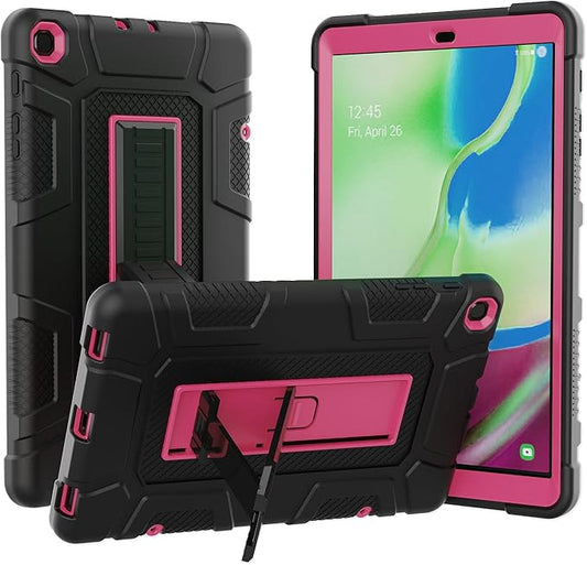 Case for Samsung Galaxy Tab A 10.1 2019,Hybrid Shockproof Rugged Drop Protection Cover with Kickstand for Samsung Galaxy Tab A 10.1 Inch SM-T510 / T515(Black+Rose)