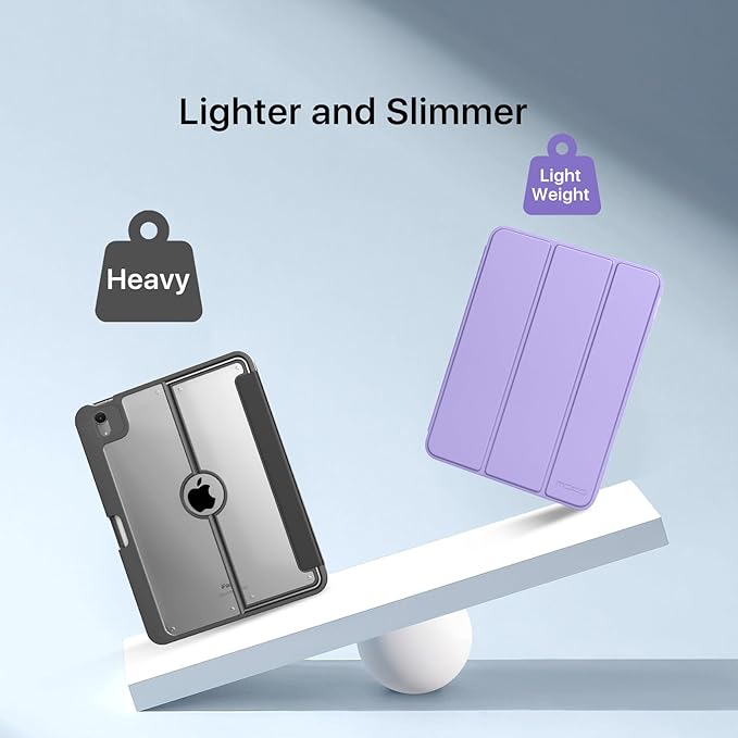 MoKo for iPad (A16) 11th Generation Case 11 Inch 2025, iPad 10th Generation Case 10.9 Inch 2022 with Pencil Holder, Slim Light Trifold Protective Cover with Hard PC Translucent Back Shell, Lilac