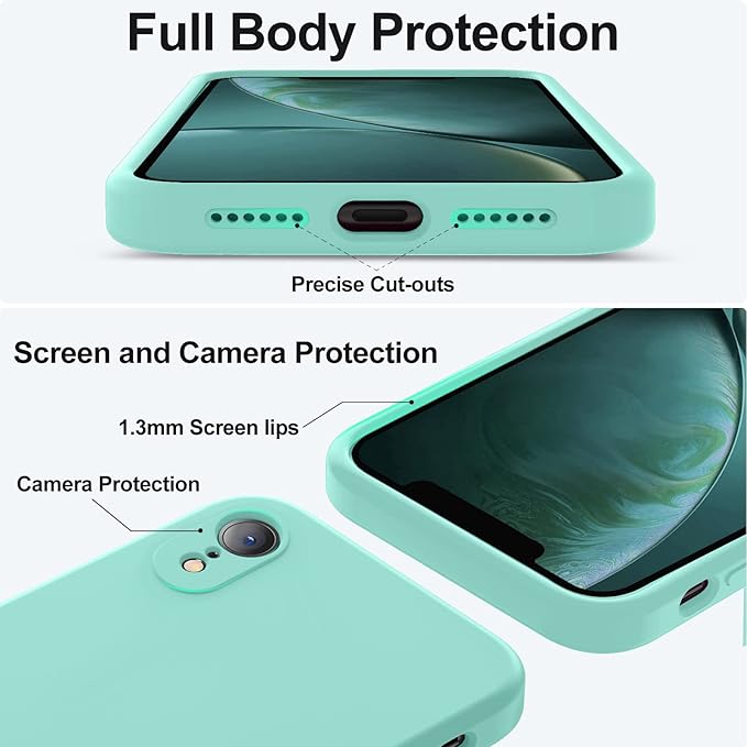 Vooii Compatible with iPhone XR Case, Upgraded Liquid Silicone with [Flat Edges] [Camera Protection] [Soft Anti-Scratch Microfiber Lining] Phone Case for iPhone 10 XR 6.1 inch - Sea Blue