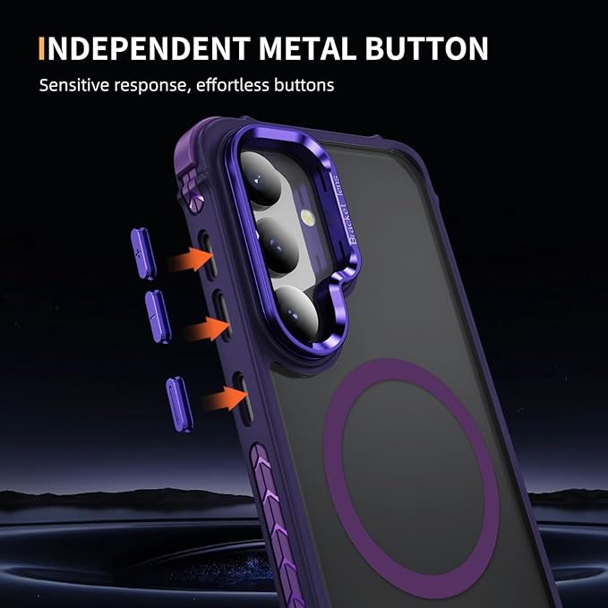 Magnetic for Samsung Galaxy S25 Plus Case/S24 Plus Case Purple Fit for MagSafe Military-Grade Shockproof Protection Adjustable Kickstand Slim Matte Anti-Fingerprint Cover Men Women
