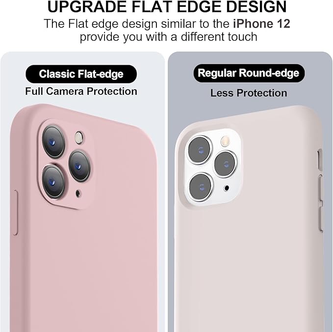 Vooii Compatible with iPhone 11 Pro Case, Upgraded Liquid Silicone with [Flat Edges] [Camera Protection] [Soft Anti-Scratch Microfiber Lining] - Sand Pink