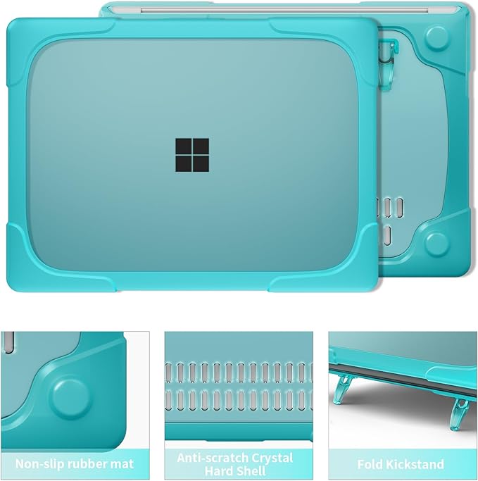 Batianda Heavy Duty Case for 13.8 inch Microsoft Surface Laptop 2024 (7th Edition) with Fold Kickstand Includes Keyboard Cover Screen Protector - Shockproof Stylish & Durable Protective Cover, Blue