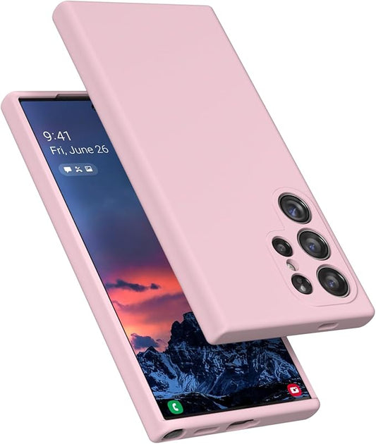 E Segoi Designed for Galaxy S24 Ultra Case, Liquid Silicone Gel Rubber Shockproof Case Soft Microfiber Cloth Lining Cushion Compatible with Galaxy S24 Ultra 5G 6.8 inch (Pink Sand, S24 Ultra - 6.8")