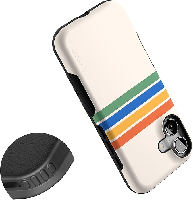 Casely iPhone 17 Case | Totally Groovy | Rainbow Stripes Color Block | Bold Protective Design | Compatible with MagSafe