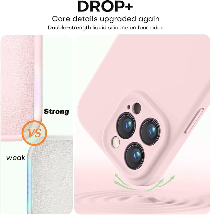 Vooii Compatible with iPhone 15 Pro Max Case, Upgraded Premium Silicone, [Camera Protection] [Soft Anti-Scratch Microfiber Lining] Shockproof Phone Case for iPhone 15 Pro Max 6.7 inch - Chalk Pink