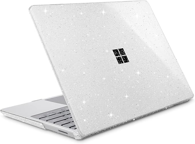 Tuiklol Case for 12.4 Inch Microsoft Surface Laptop Go 3/2 / 1 2023-2020 Releases, Plastic Hard Shell Case with Screen Protector and Keyborad Cover +Dust Plugs Model 2013/1943, Sparkly Clear
