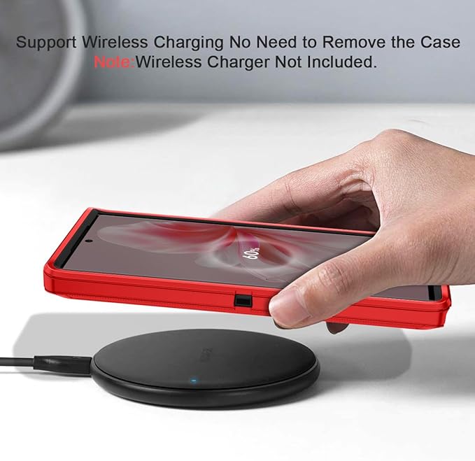 for Samsung Galaxy S24 Ultra Case Heavy Duty Protective Shockproof Dropproof 3-Layer Full Body Protection [Without Screen Protector] Tough Rugged Case for Galaxy S24 Ultra,Red/Black