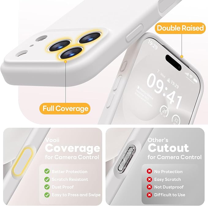 Vooii Magnetic Compatible with iPhone 17 Pro Max Case (Compatible with Magsafe) (Upgraded Camera Protection) Liquid Silicone Shockproof Full Body Protective Phone Cover for Women Men, White, 6.9”
