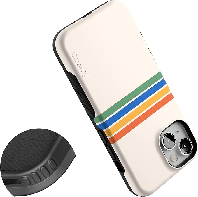 Casely iPhone 14 Case | Totally Groovy | Rainbow Stripes Colorblock | Compatible with MagSafe | Bold Protective Design