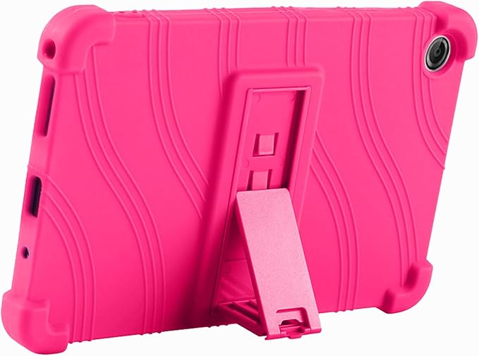 Case for Lenovo Tab One 8.7 Inch Tablet 2025 (TB305FU), Kids Friendly Soft Silicone Adjustable Stand Cover for Lenovo Tab K9 Tablet 8.7 inch Tablets (Rose)