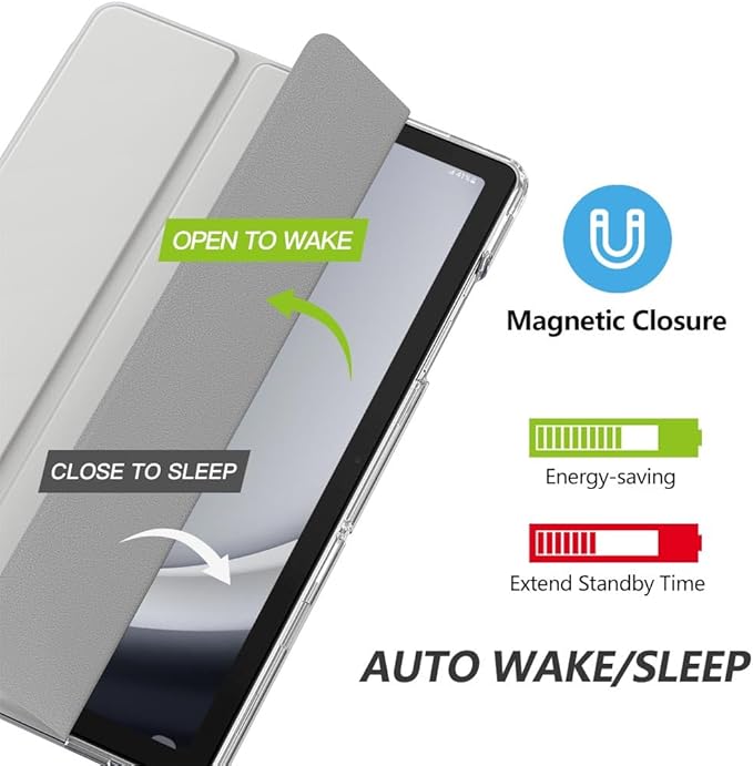 MoKo Case for Galaxy Tab A9 Plus 11 inch 2023, Slim Stand Protective Smart Cover with Hard PC Translucent Back Shell for Tab A9 Plus Tablet (SM-X210/X216/X218), Auto Wake/Sleep, Silver