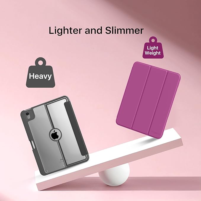 MoKo for iPad (A16) 11th Generation Case 11 Inch 2025, iPad 10th Generation Case 10.9 Inch 2022 with Pencil Holder, Slim Light Trifold Protective Cover with Hard PC Translucent Back Shell, Fuchsia