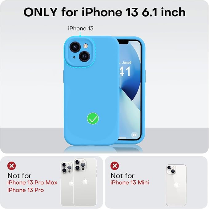 Vooii Compatible with iPhone 13 Case, Liquid Silicone Upgrade [Camera Protection] [Soft Anti-Scratch Microfiber Lining] Shockproof Phone Case for iPhone 13 6.1 inch - Blue