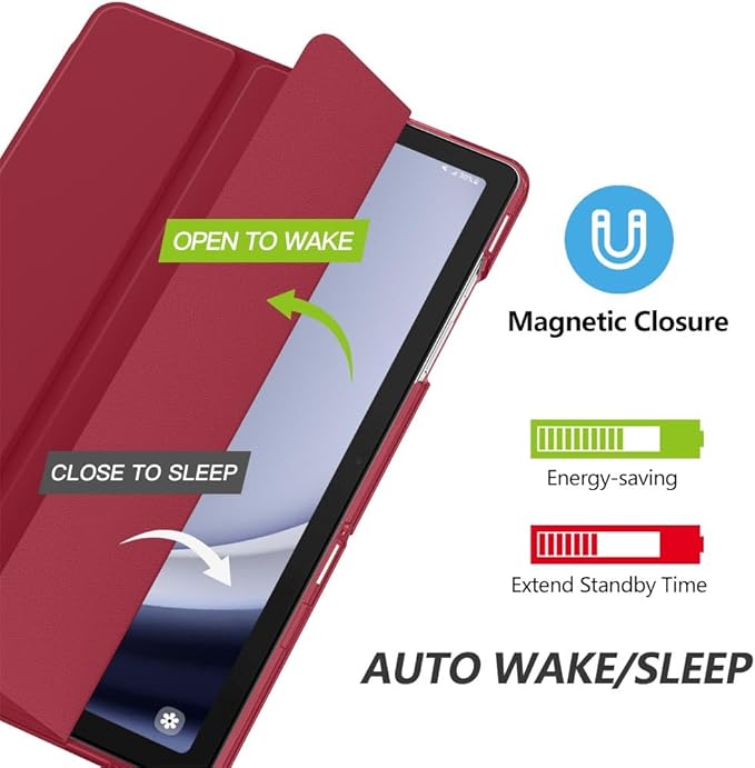 MoKo Case for Galaxy Tab A9+/A9 Plus 11 inch 2023, Slim Stand Protective Smart Cover with Hard PC Translucent Back Shell for Tab A9 Plus Tablet (SM-X210/X216/X218), Auto Wake/Sleep, Wine Red