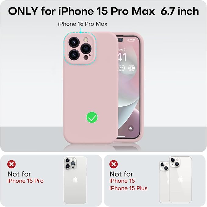 Vooii Compatible with iPhone 15 Pro Max Case, Upgraded Premium Silicone, [Camera Protection] [Soft Anti-Scratch Microfiber Lining] Shockproof Phone Case for iPhone 15 Pro Max 6.7 inch - Pink Sand