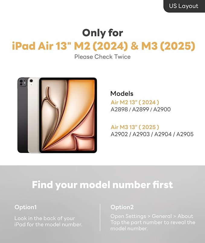 EIP Bluetooth Keyboard Case for iPad Air 13 inch (M3 2025/M2 2024), 13" Magnetic Detachable Case with Trackpad, 7-Color Backlit Keys, Stylus Shortcut Support, Slim Protective Cover