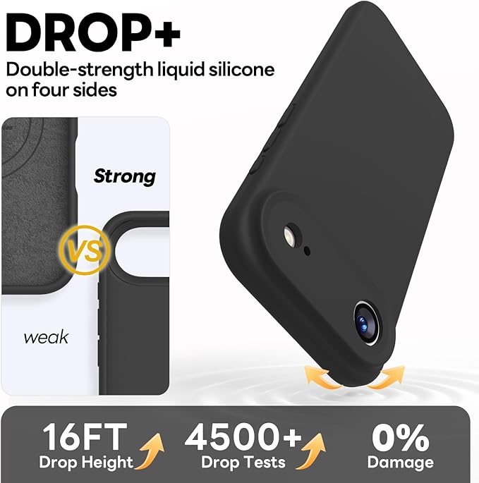 Vooii Magnetic Compatible with iPhone Air Case (Compatible with Magsafe) (Upgraded Camera Protection) Liquid Silicone Shockproof Full Body Protective Phone Cover for Women Men, Black, 6.5"